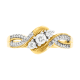14k yellow gold twist bypass diamond ring front view