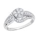 14k White Gold Floral Cluster Swirl Engagement Ring