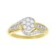 14k yellow gold round-shaped flower cluster diamond ring front view