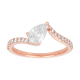 14k rose gold pear bypass diamond ring front view