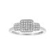 10k white gold three square cluster ring front view