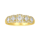 14k yellow gold 5 stone cushion halo diamond band front view