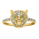 18K Yellow Gold Panther Diamond Women's Ring