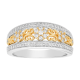 14K Two Tone Gold Flower Filigree Diamond Ring