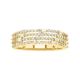 14k yellow gold round and baguette lines design diamond band front view