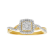 14k two tone gold cushion head twist design diamond ring front view