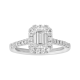 14k white gold emerald cut lab grown diamond halo fancy ring front view