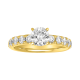 14K Yellow Gold Round Lab Grown Diamond Pave Shank Ring