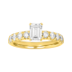 14K Yellow Gold Emerald Lab Grown Diamond Pave Shank Ring