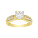 14k yellow gold round cluster diamond ring front view
