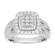 14k white gold princess cut 9 diamond design ring front view