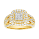 14k yellow gold princess cut 9 diamond design ring
