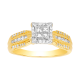14k yellow gold quad head and milgrain design diamond ring front view