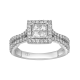 14k white gold 1 carat square quad diamond ring front view
