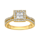 14k yellow gold 1 carat square quad diamond ring front view