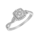 14k White Gold Cushion Head Twist Design Diamond Ring 