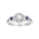 14k White Gold Vintage Diamond and Sapphire Engagement Ring