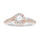 14k Two Tone Gold with Rose Gold Swirl Round Cut Engagement Ring