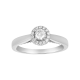 14k white gold round halo crown design diamond ring front view