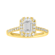 14K Yellow Gold Emerald Cut Lab Grown Diamond Halo Fancy Ring