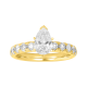 14K Yellow Gold Pear Lab Grown Diamond Pave Shank Ring