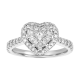 14k white gold heart shaped double halo solitaire ring front view