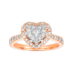 14k rose gold heart shaped diamond ring front view
