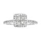 14k white gold quad halo diamond ring front view