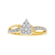10k yellow gold pear head bypass diamond ring front view