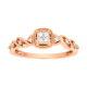 10k rose gold cushion halo diamond ring front view