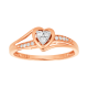10k rose gold round bypass diamond promise ring front view