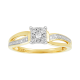 10k yellow gold princess cut bypass diamond promise ring front view