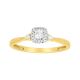 14k yellow gold round halo with side diamonds ring front view