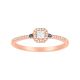 10k rose gold square head with side sapphires diamond ring front view