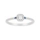 10k white gold square head with side sapphires diamond ring front view