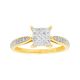 10K Two Tone Gold Princess Head Cluster Promise Ring 