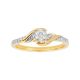 10k gold two tone round cluster diamond ring with twist design front view