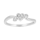 10k white gold heart with curled end diamond promise ring front view
