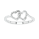 14k white gold love hearts interlock ring front view
