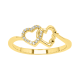 14k Yellow Gold Love Hearts Interlock Ring 
