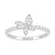 14k White Gold Diamond Butterfly Ring front view