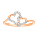 10K Rose Gold Two Hearts Linked Diamond Ring