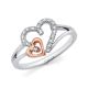 10k Two-Tone Gold Double Heart With Diamond Ring
