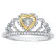 10k Gold Two-Tone Diamond Heart Crown Ring
