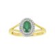 10k Two-Tone Oval Halo Emerald Ring