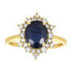 14K Yellow Gold Oval Sapphire Diamond Halo Ring