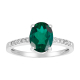 14K White Gold Oval Emerald Diamond Ring