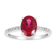 14k white gold oval ruby diamond ring front view