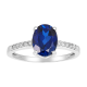 14k white gold oval blue sapphire diamond ring front view