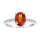 14k white gold oval citrine diamond ring front view